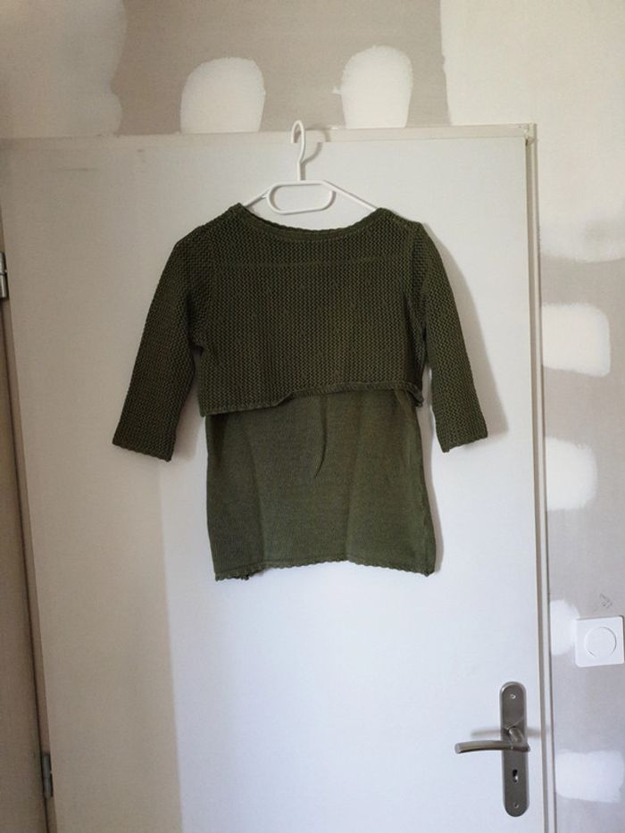 Ensemble top et mini pull kaki - photo numéro 5