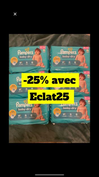 Six paquets de couches pampers baby dry taille 4