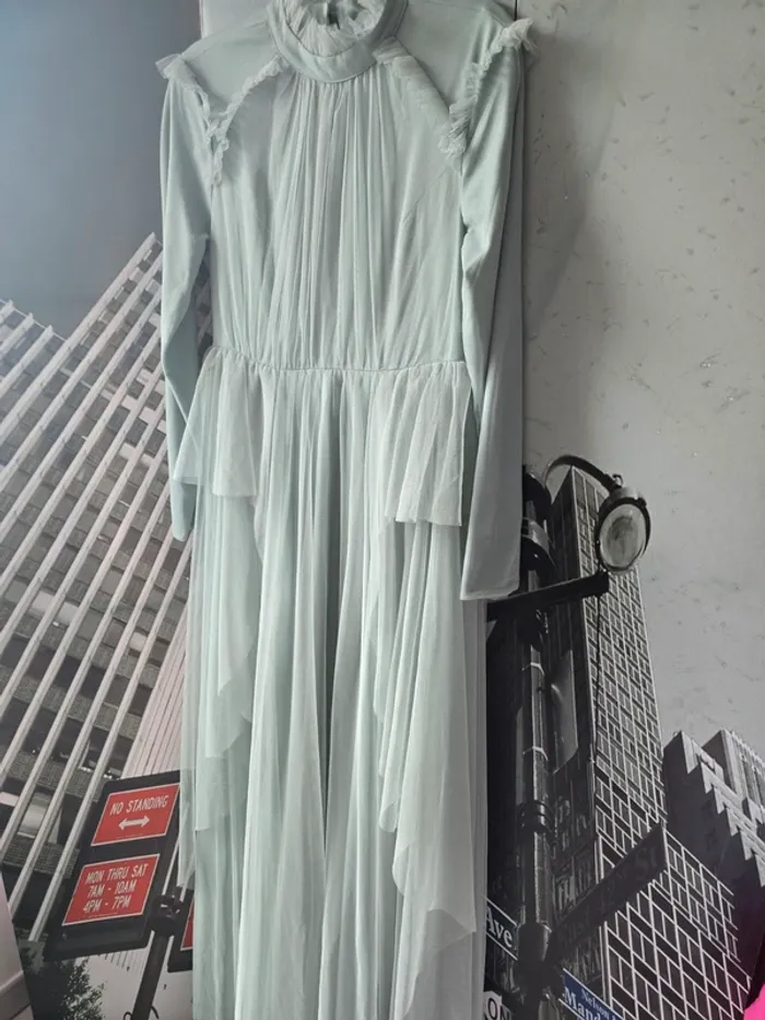 Robe de soirée / fête Wedding – Taille 42 – Vert d’eau – Élégante et longue - photo numéro 6