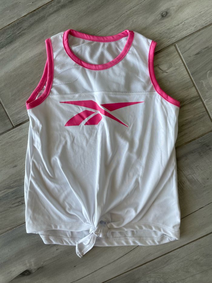 Tee-Shirt débardeur fille Reebok T 8 ans blanc et rose