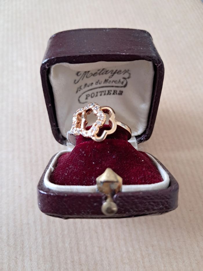 Bague plaquée or double fleur - photo numéro 3