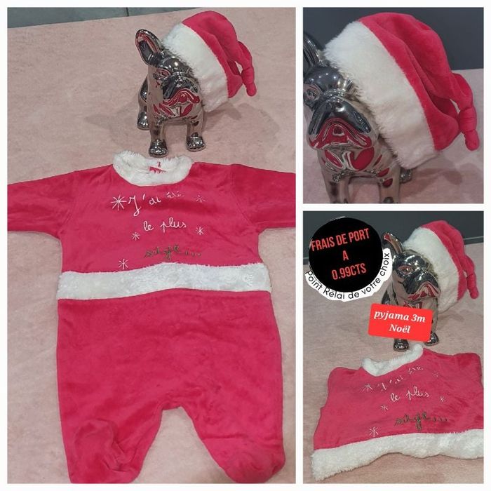 Pyjama + bonnet  Noël rouge 3 mois  père Noël 🎅