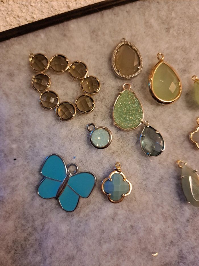 Lot de pendentif vert bleu doré et argenté - photo numéro 8