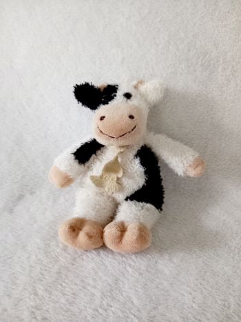 Doudou Peluche Vache Ecru Beige Marron Histoire d'Ours