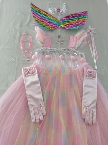 Déguisement robe princesse rose licorne et accessoires 6ans