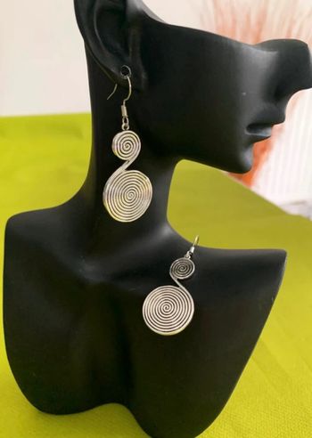 Boucles d’oreilles spirale en cuivre argenté