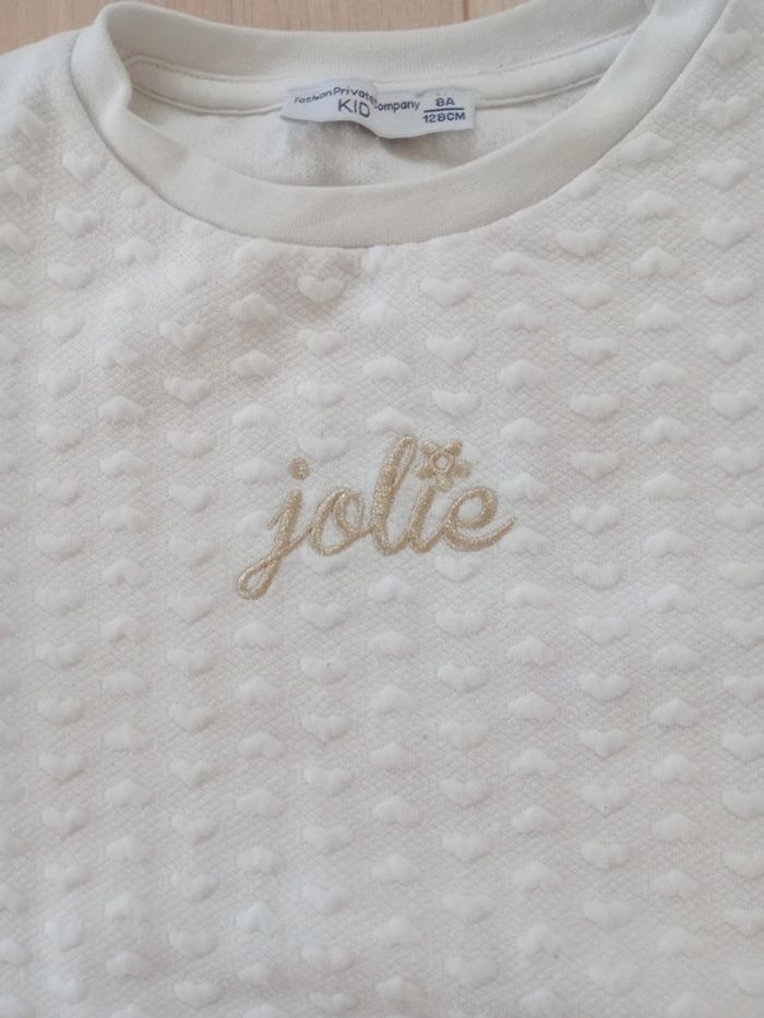 Sweat fille 8 ans "jolie"cœur blanc c64 - photo numéro 3