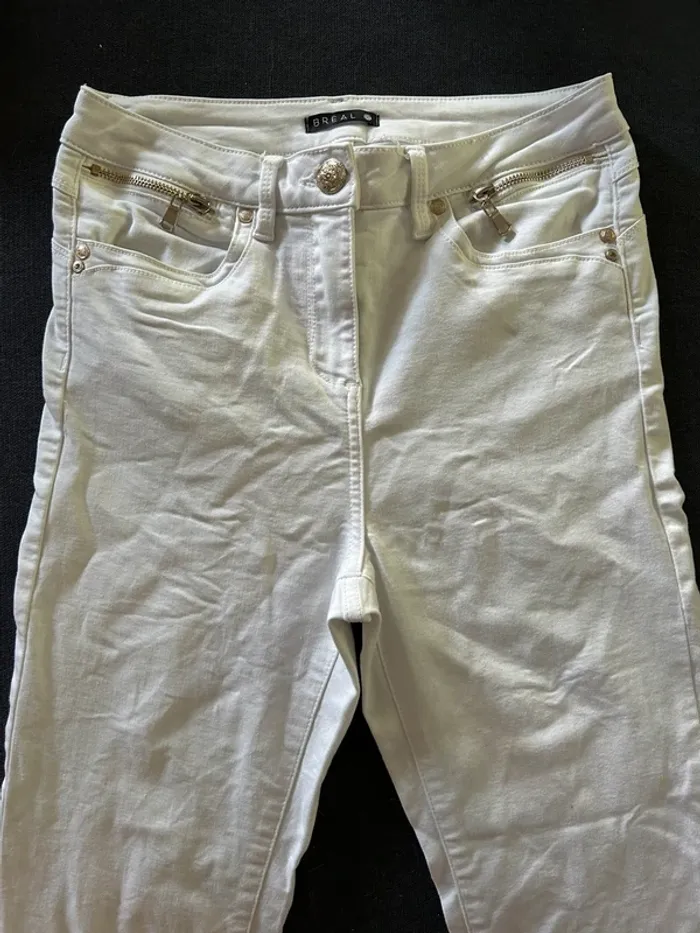 Jean blanc avec zips - Bréal - photo numéro 2