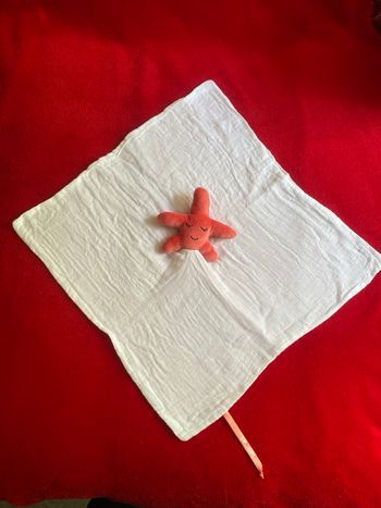 Dpam du pareil au même doudou grand lange blanc étoile rouge dormeuse TTBE