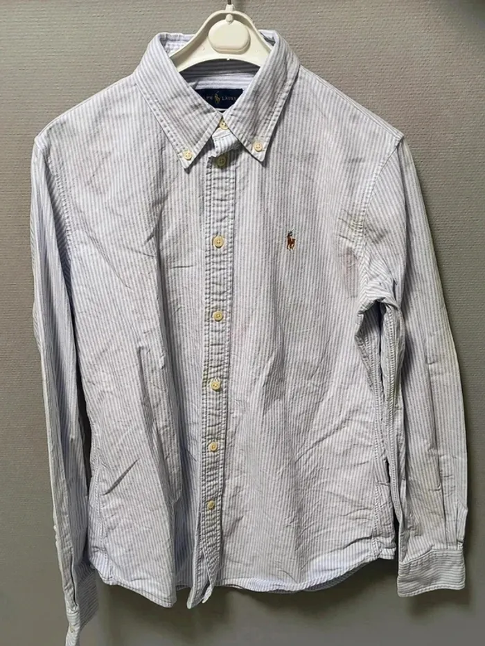 Chemise Ralph Lauren Slim Fit Rayée Bleu/Blanc – Élégance Vintage Y2K - photo numéro 5