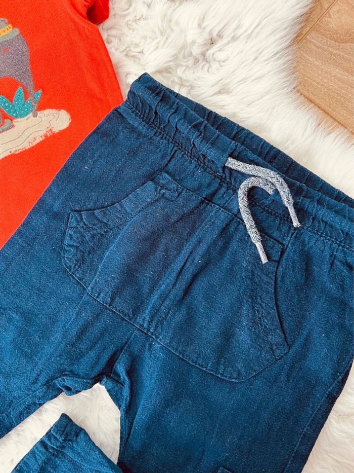 Taille 18 mois ensemble d’été 2 pièces garçon TAO Kiabi rouge et bleu marine * éléphant * 💙 - photo numéro 2