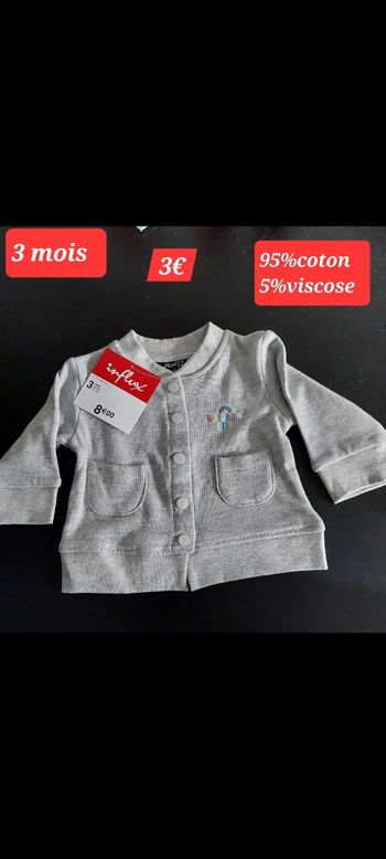 Veste grise à pression fille 3 mois 