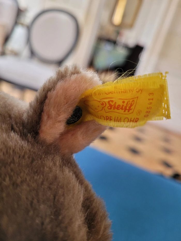 Peluche Hippopotame Steiff marron chair 30cm assis doux peluche traditionnelle collection - photo numéro 8