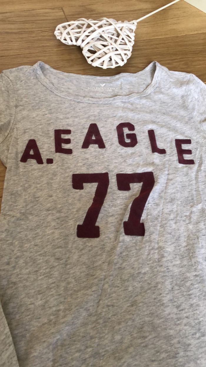 Tee shirt american eagle taille XS gris inscriptions - photo numéro 4