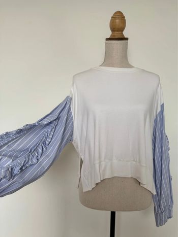 Sweat zara blouse haut chemise camicia t-shirt camisa Malia Overhemd folder Blusa Camicetta manche