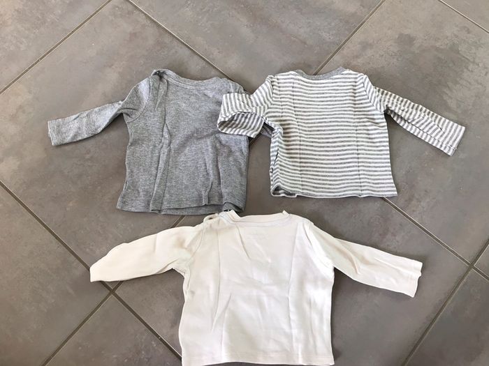 Lot de 3 t shirt bio manches longues 2/6 mois 100% coton - photo numéro 2