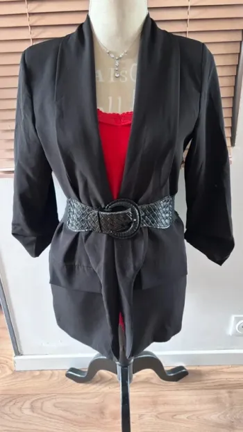 🌸 long blazer noir manche accordéon taille unique #newcollection