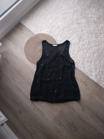 🌸Haut transparent noir avec perles et strass🌸