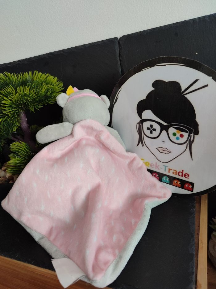 doudou lapin indien gris rose blanc CMP pe9780/ck coeurs tom et Zoé moustaches - photo numéro 2