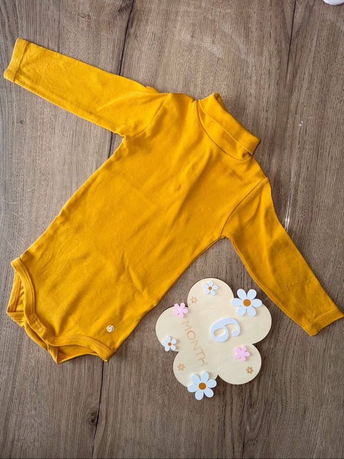 Body manche longue petit bateau et orchestra jaune et rose 6 mois - photo numéro 2