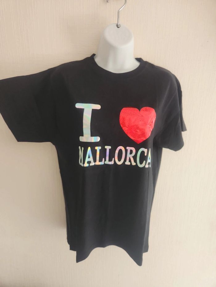 Tee-shirt coton manches courtes noir I Love Mallorca S - photo numéro 2