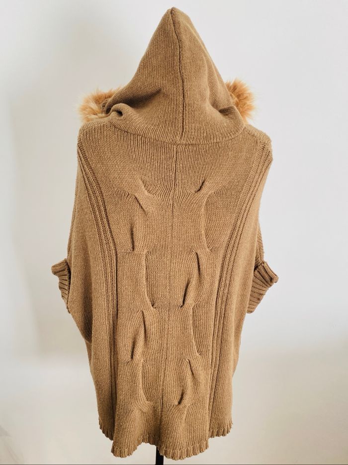 Veste Poncho Capuche Camel - photo numéro 8