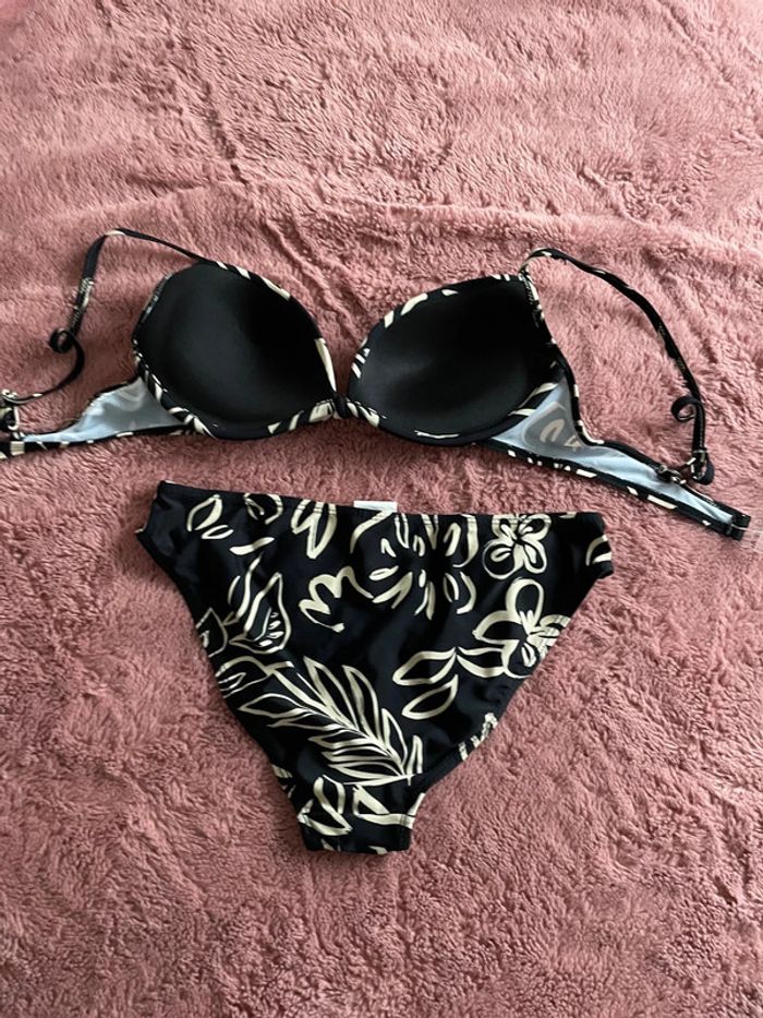 Maillot de bain 2 pièces noir beige - photo numéro 2