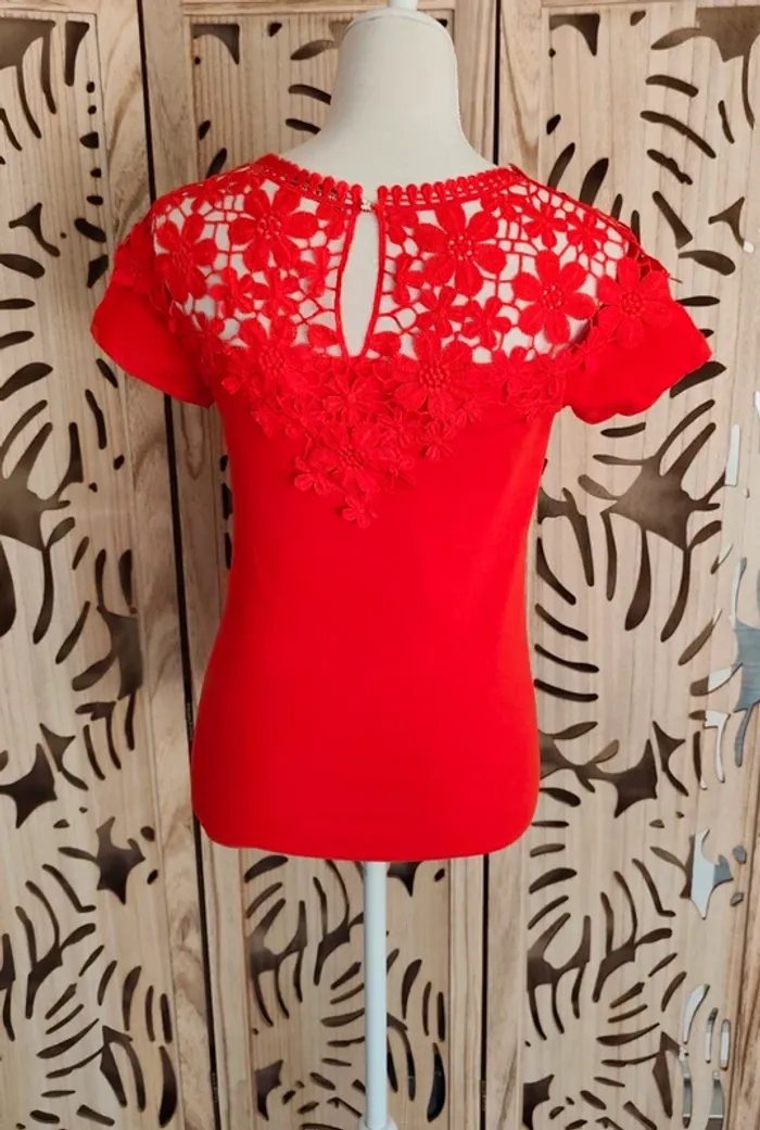 Tee shirt brodé fleurs TS/M Foresta Bella - photo numéro 7