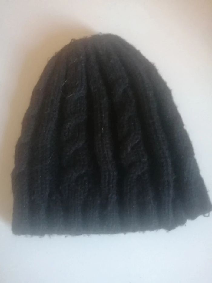 🌸Bonnet mixte chaud noir torsadé fait main 🌸 - photo numéro 3