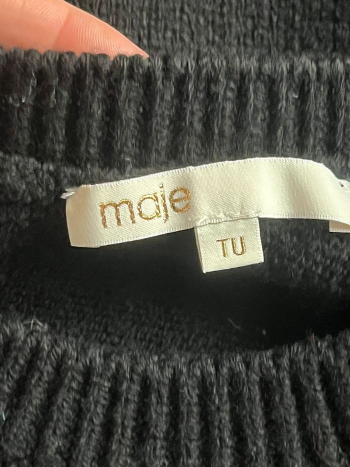 Pull noir blanc et sequins rouge Maje M - photo numéro 6