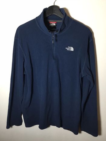 Pull 1/4 zip polaire pour homme The North Face bleu marine taille L 084
