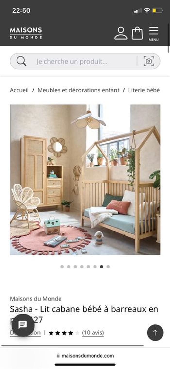 Lit bébé neuf maison du monde cabane  barreau évolutif - photo numéro 4
