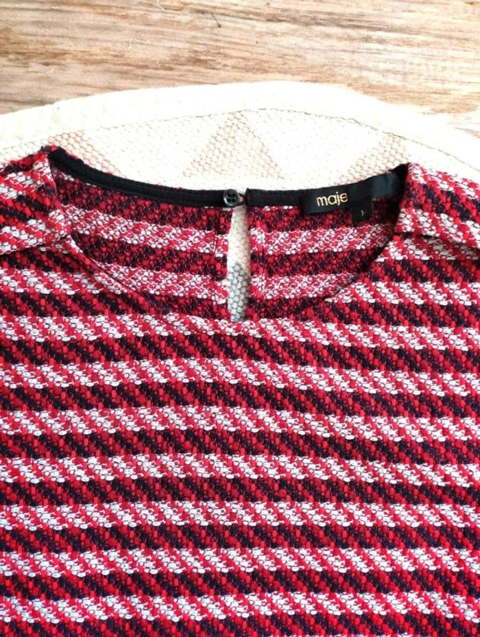 Robe  tweed  rouge  noire  Maje  34 Parfait  état - photo numéro 6