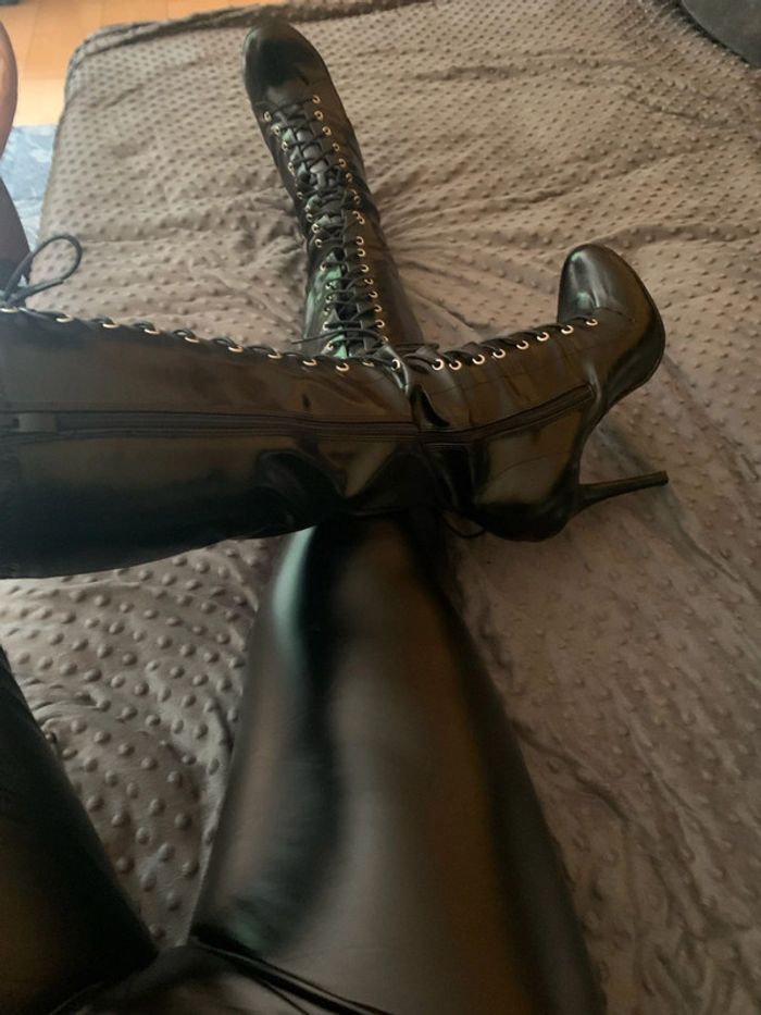 Botte escarpin noir a lacet 9cm - photo numéro 4