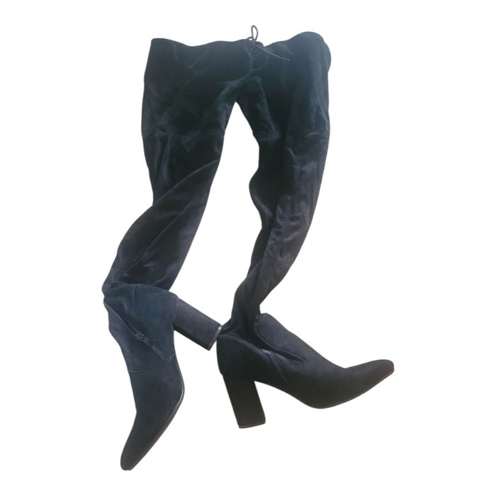 🖤 Cuissardes noires à talons en suédine - photo numéro 3