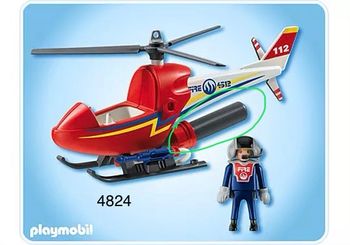 Playmobil Hélicoptère rouge Rescue fire 4824