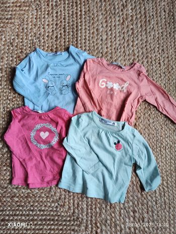 Lot 4 tee shirt ML fille 6 mois