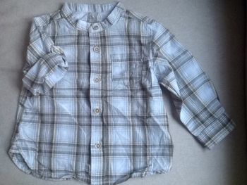 Chemise col mao manches longues retrousables - 12 mois