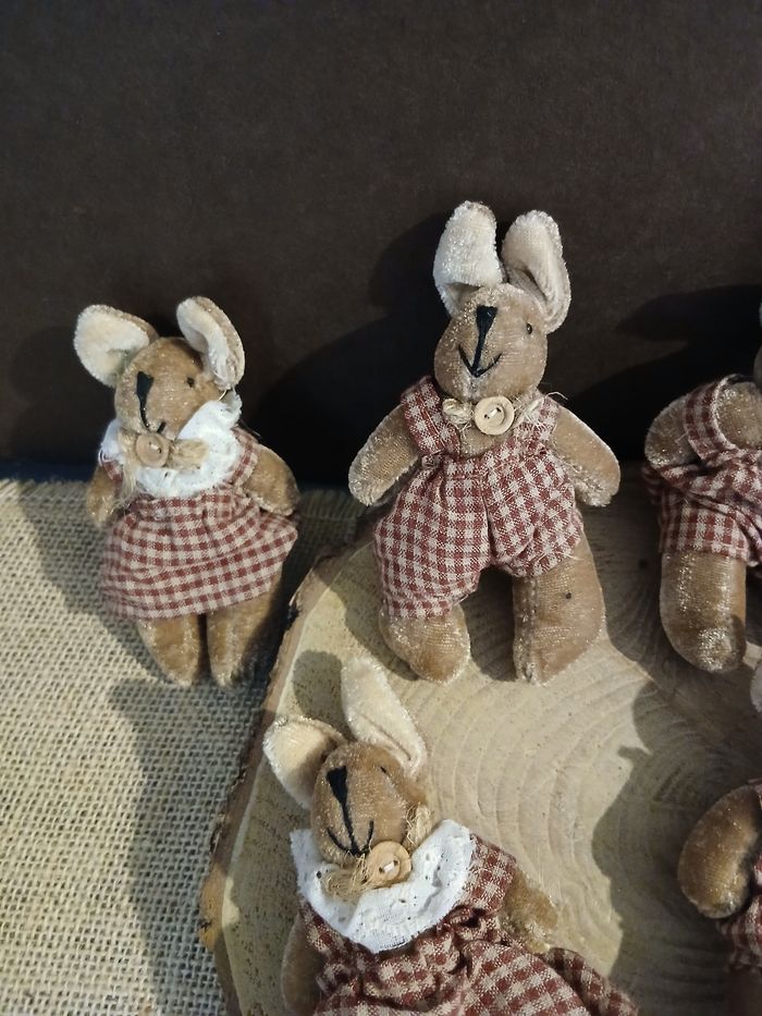 Lot de 8 lapins lapines petites peluches encienne - photo numéro 4