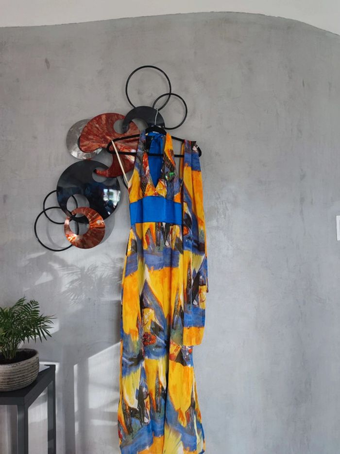 Ensemble robe et étole jaunes à motifs et sequins Kharisma - photo numéro 2