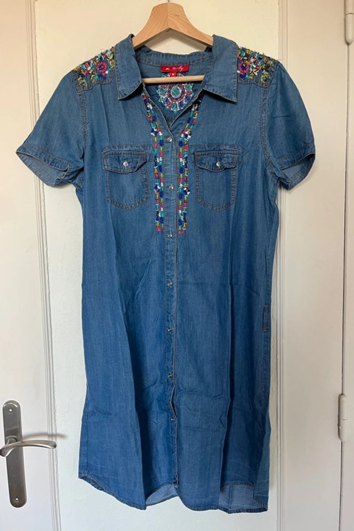 💎 Robe en jean fin René Derhy – Taille M – Perles & broderies 💎 - photo numéro 2