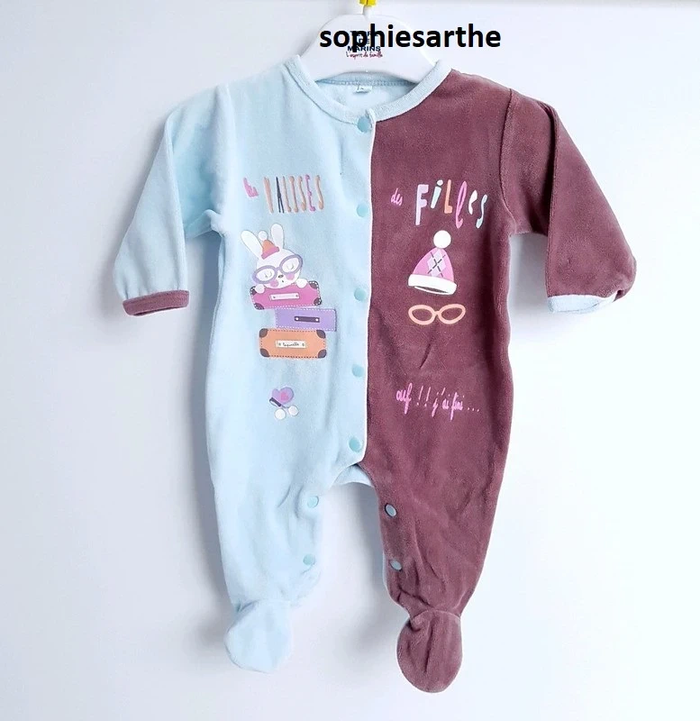 attention je vends à l'unité lot de 5 de pyjamas fille 3 mois velours - photo numéro 10