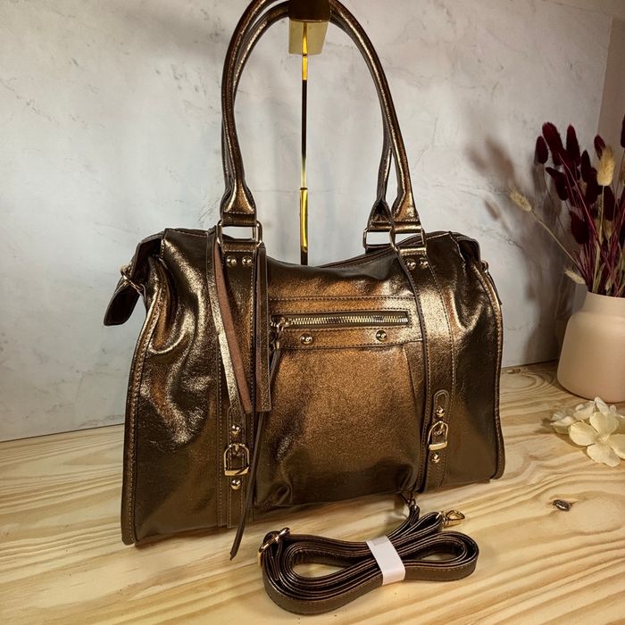 Sac format XL métalisé bronze neuf chic tendance - photo numéro 2