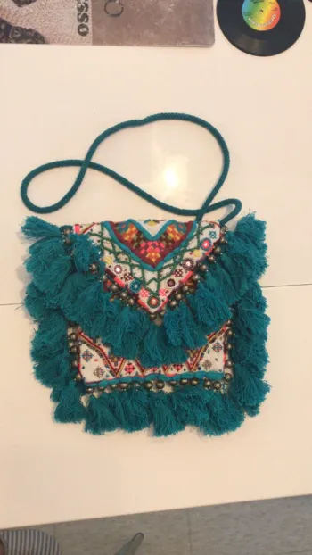 Sac à main tissus éthique turquoise