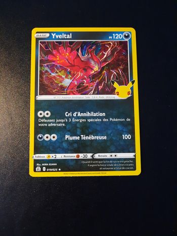 Carte Pokémon Yveltal Holo 019/025 Célébrations 25ans EB7.5 Epée et bouclier fr