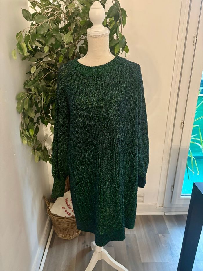 Robe pull mailles vertes, L, H&M.
