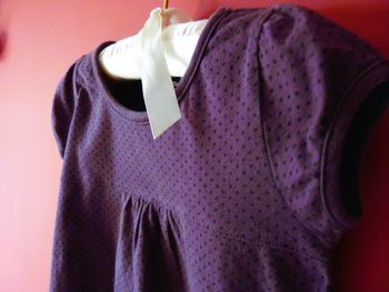 Robe Fille Okaidi 4 ans Violet à pois manche courte TBE