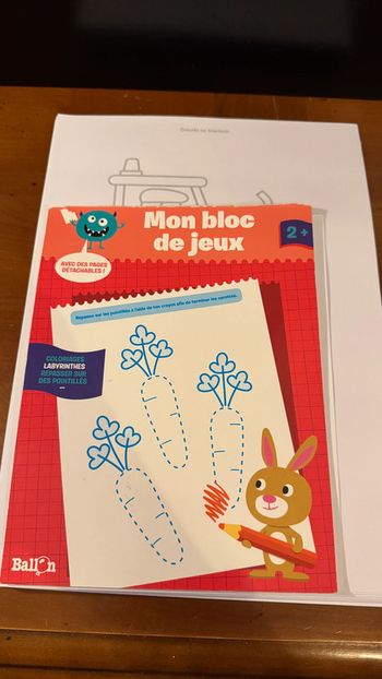 Bloc de jeux et coloriage + 2 ans, des photocopies ont été faites des dessins et vendu avec le tout