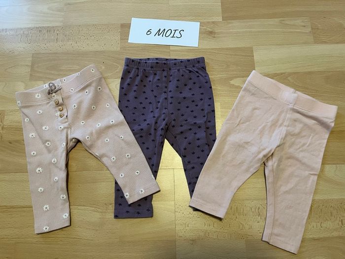 Lot 3 pantalons / legging fille 6mois Kiabi