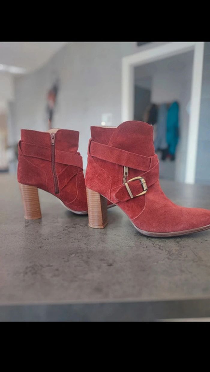 Bottines nubuck bordeaux San Marina - photo numéro 3